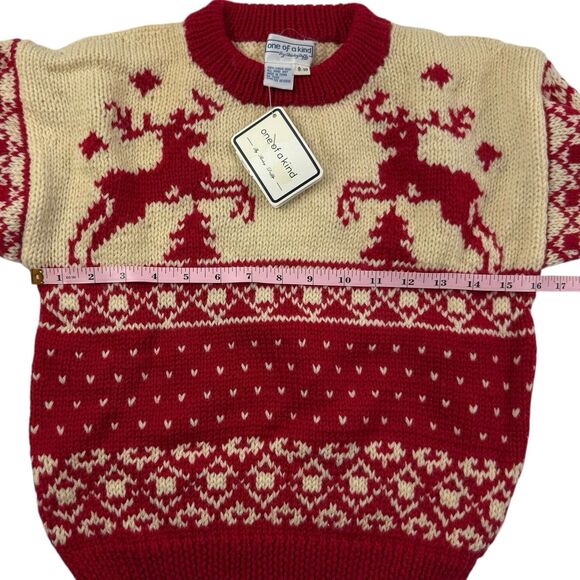 NEW One Of A Kind By Shirley Duffy Handmade Kids Reindeer Sweater 8/10 Medium - Picture 8 of 11